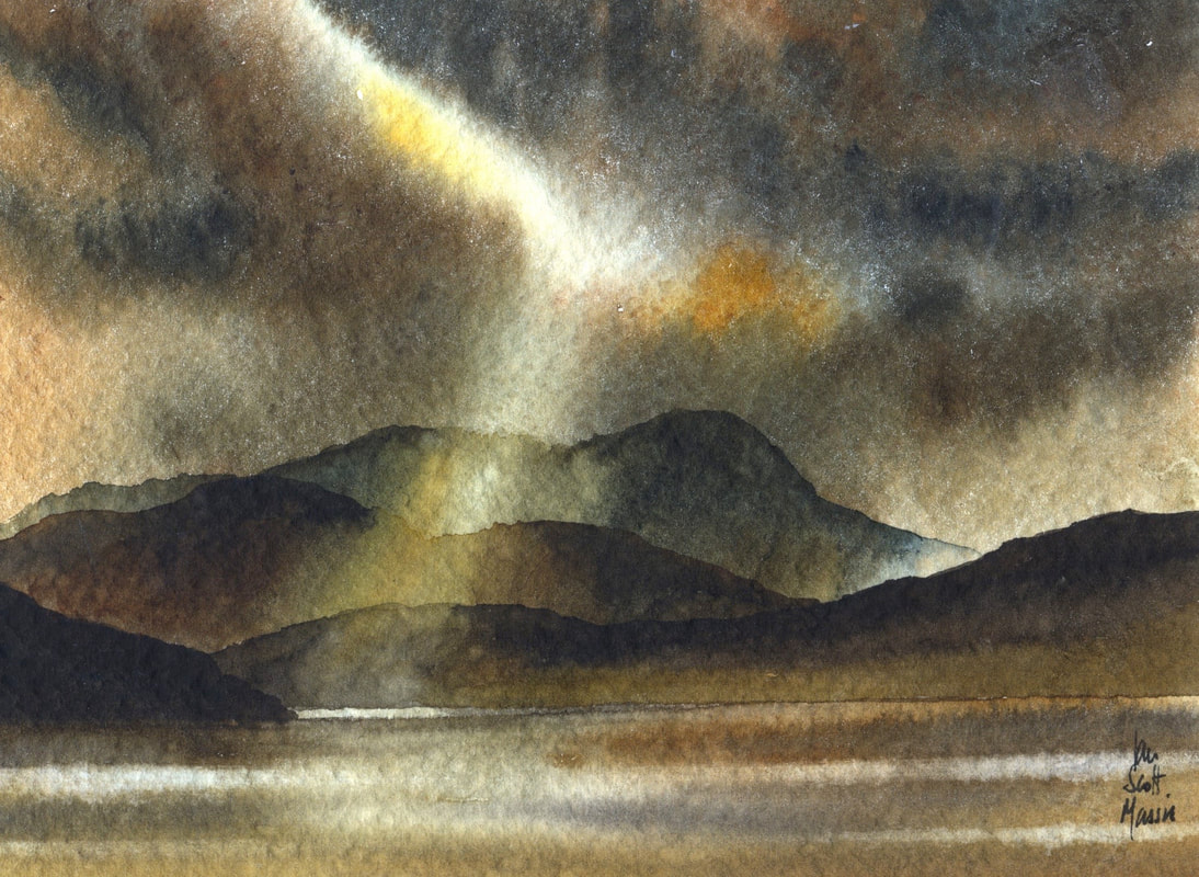 Evening Masham Moor, Ian Scott Massie Watercolour